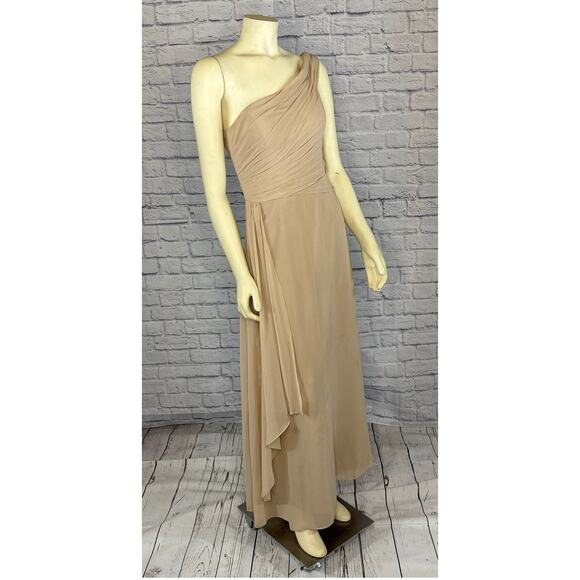 B2 Jasmine Poly Chiffon Long Bridesmaid Dress One-Shoulder Neckline size 14 n - Picture 2 of 10